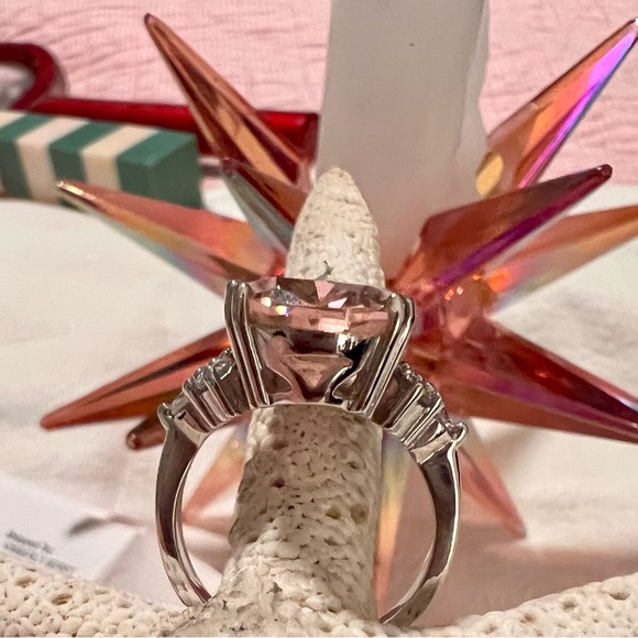 JTV BELLA LUCE Pink and White Diamond simulant rhodium over sterling silver ring - Picture 3 of 8